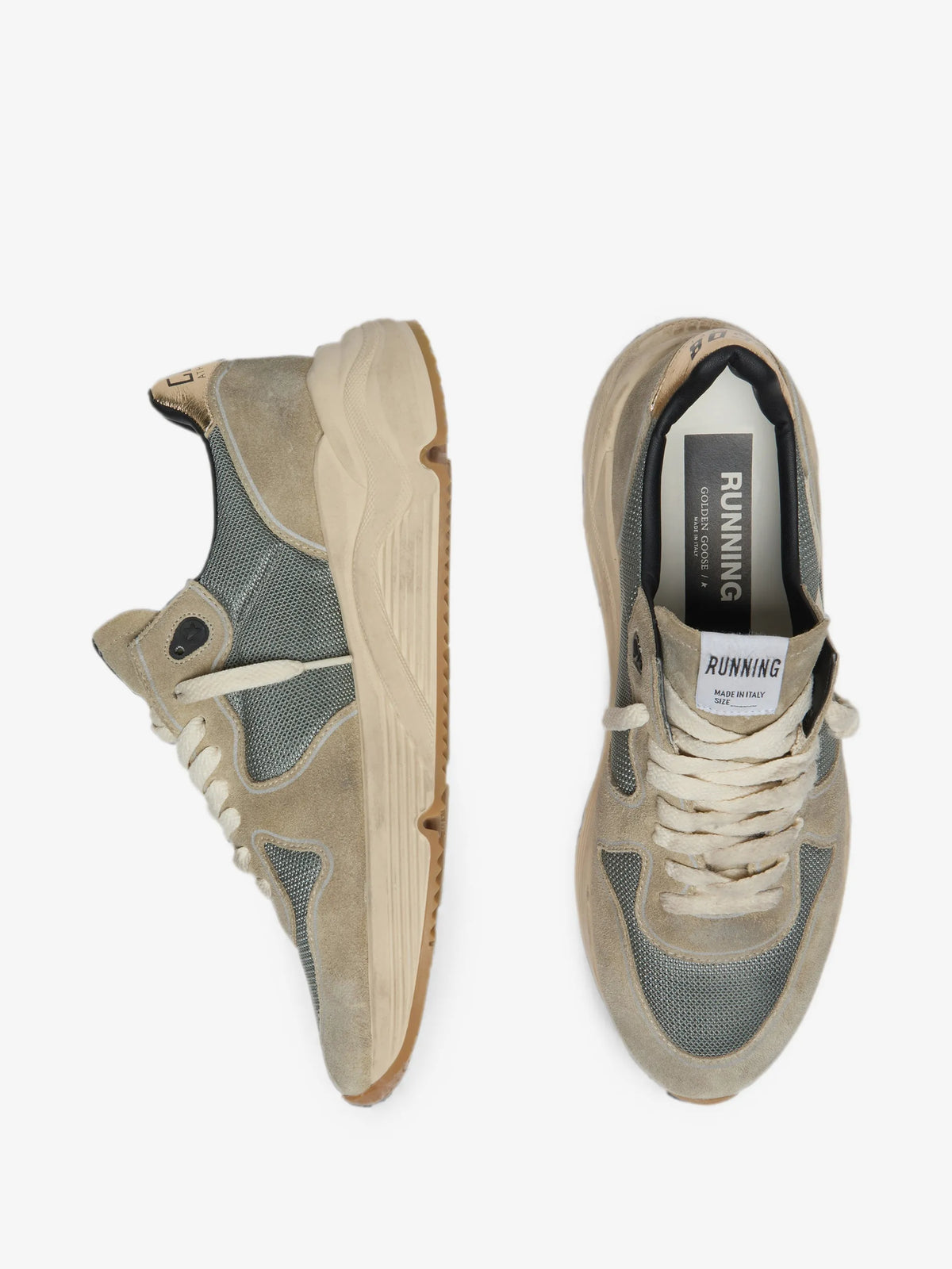 Running Sole Suede Sneakers - White/Gray - back view