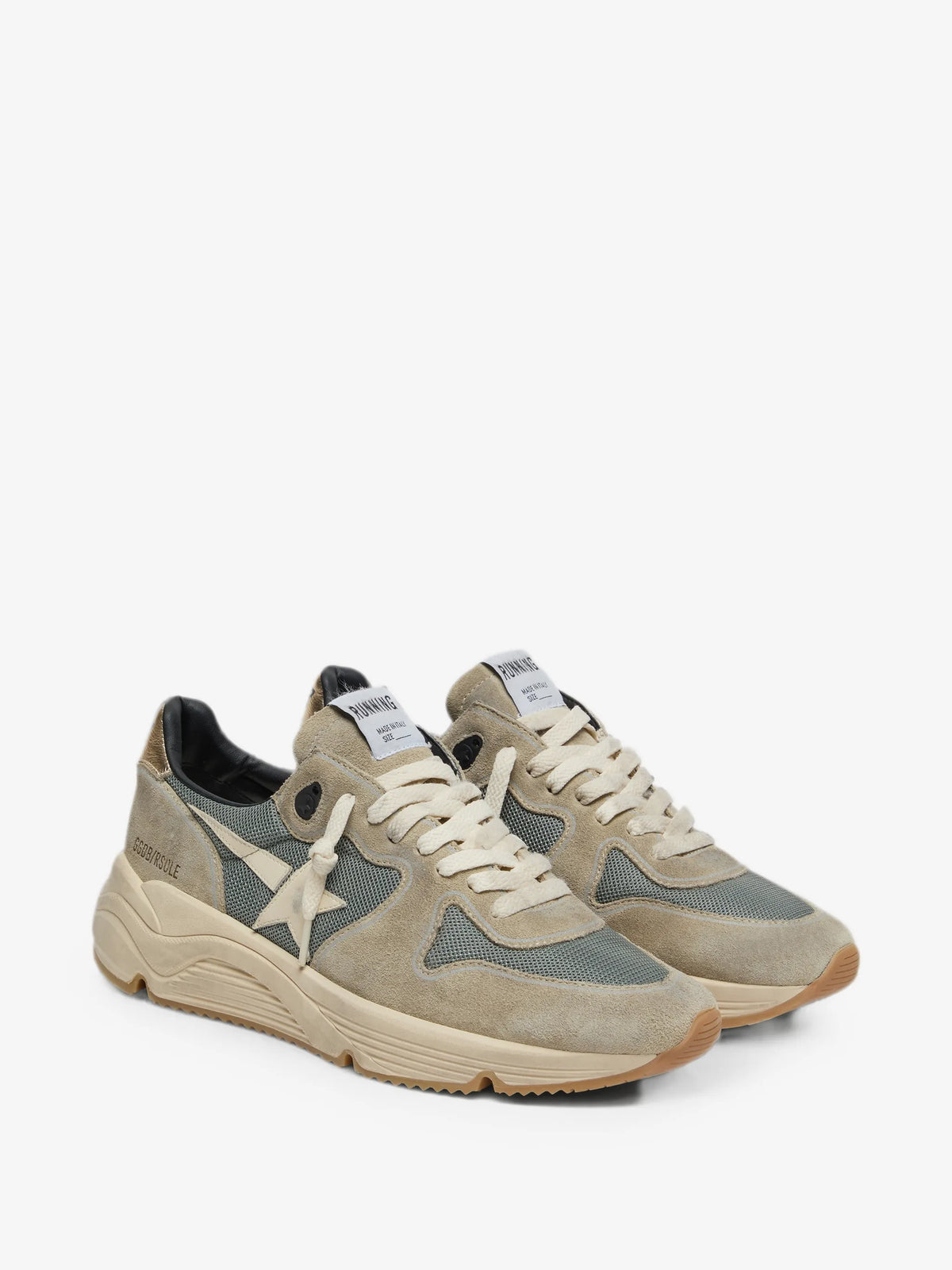 Running Sole Suede Sneakers - White/Gray - detail view