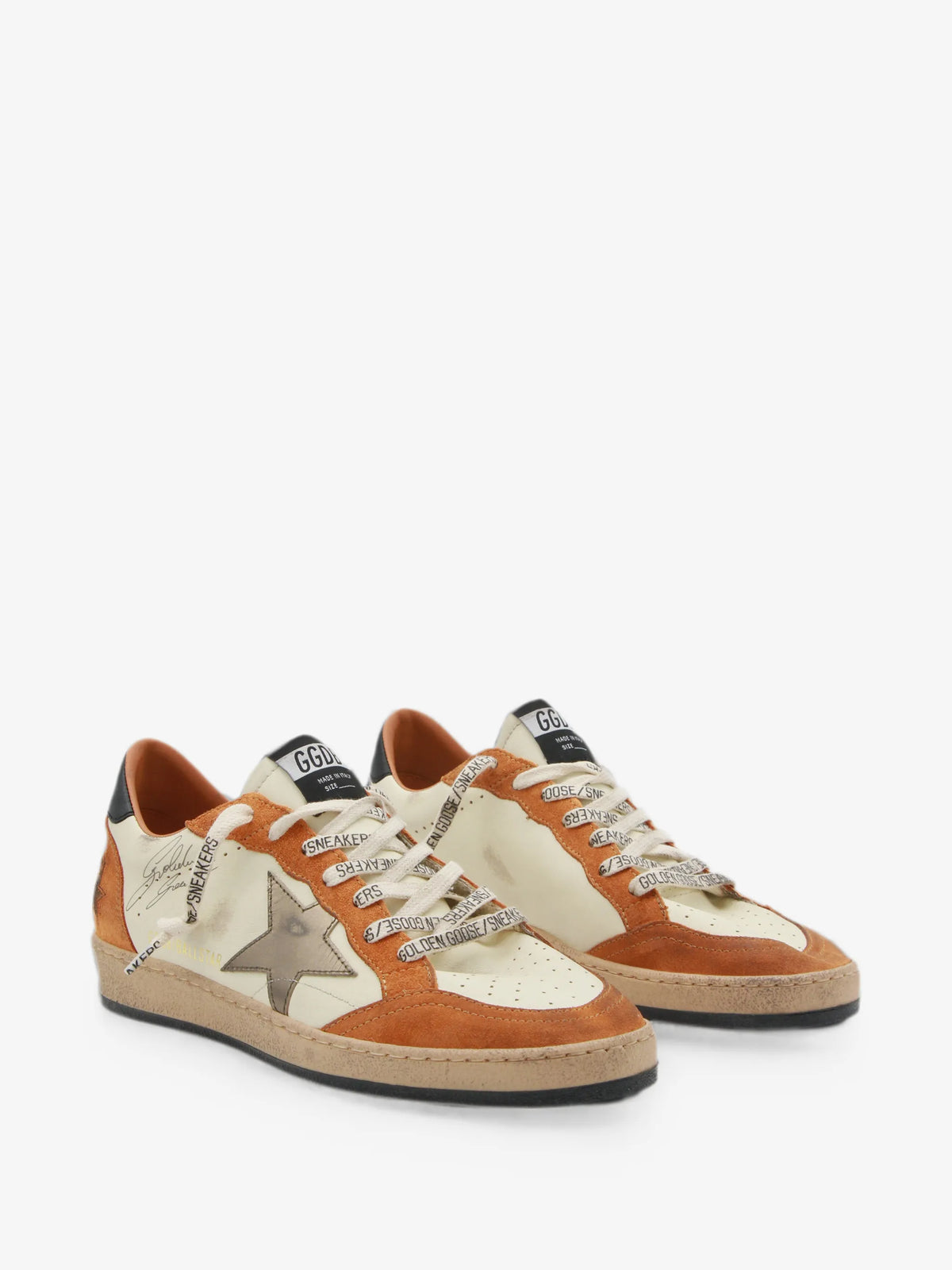 Ball Star Leather Distressed Sneakers - back view