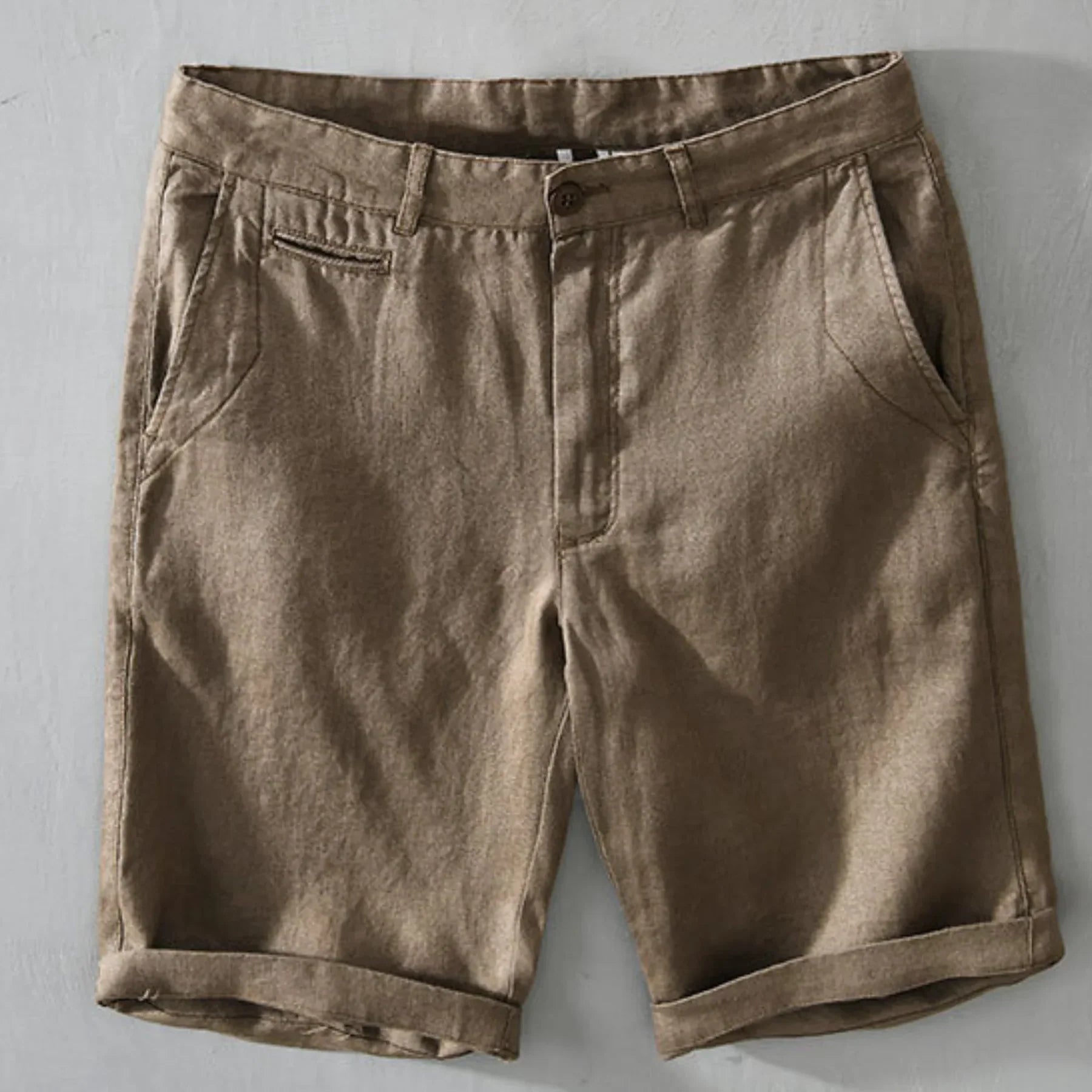 Seabrook Linen Tailored Shorts - Brown