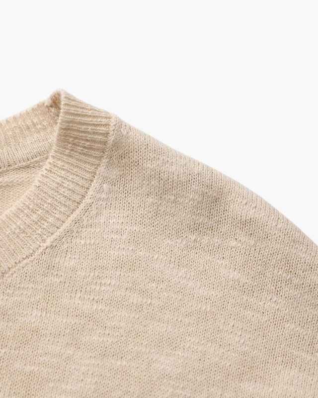 Linen-Cotton Essential Crewneck - Beige