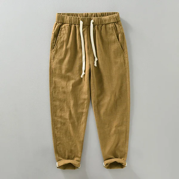 Breeze Linen Drawstring Pants - Brown
