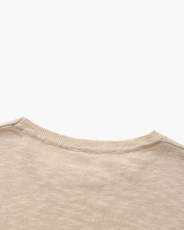 Linen-Cotton Essential Crewneck - Beige