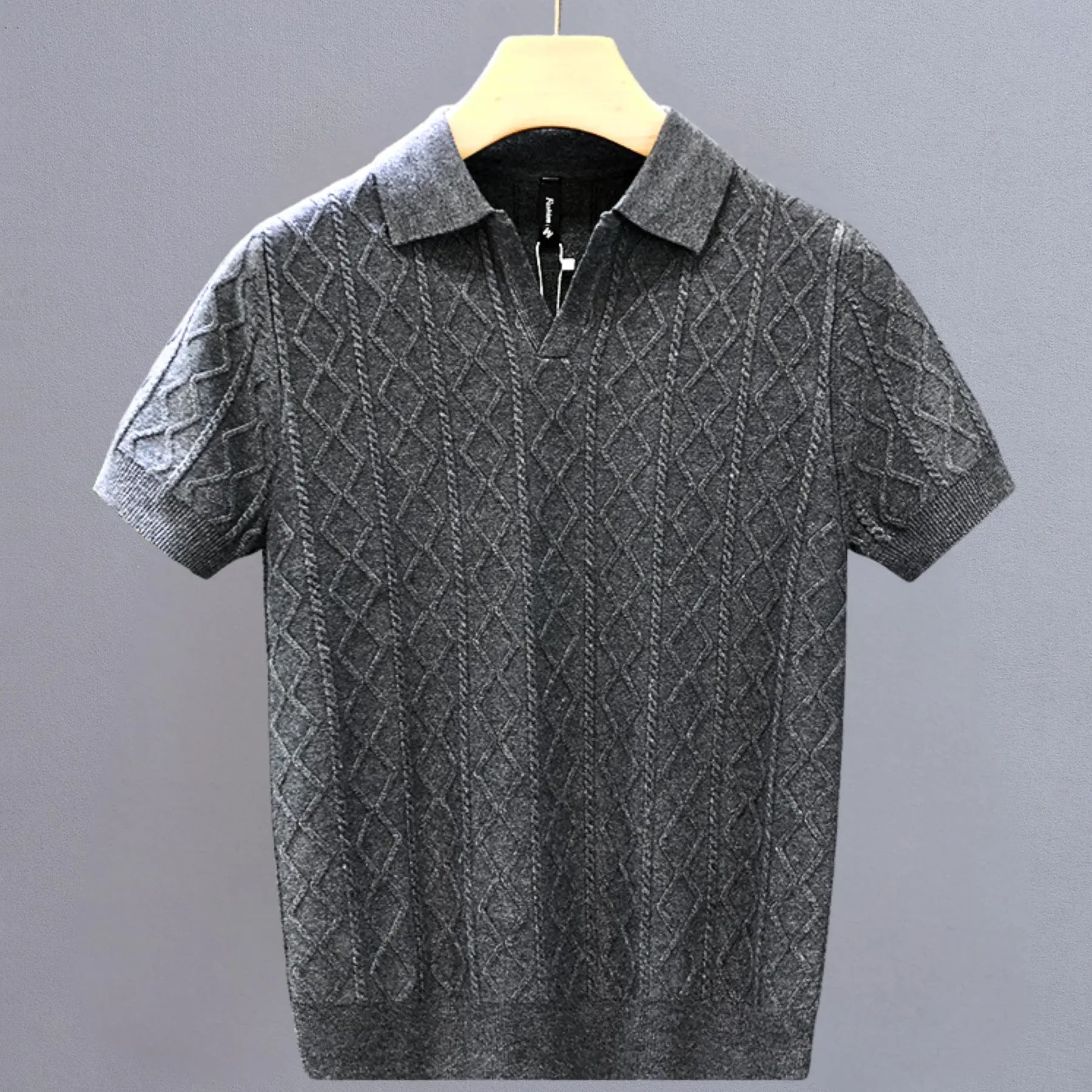David Knitted Polo Shirt - Black