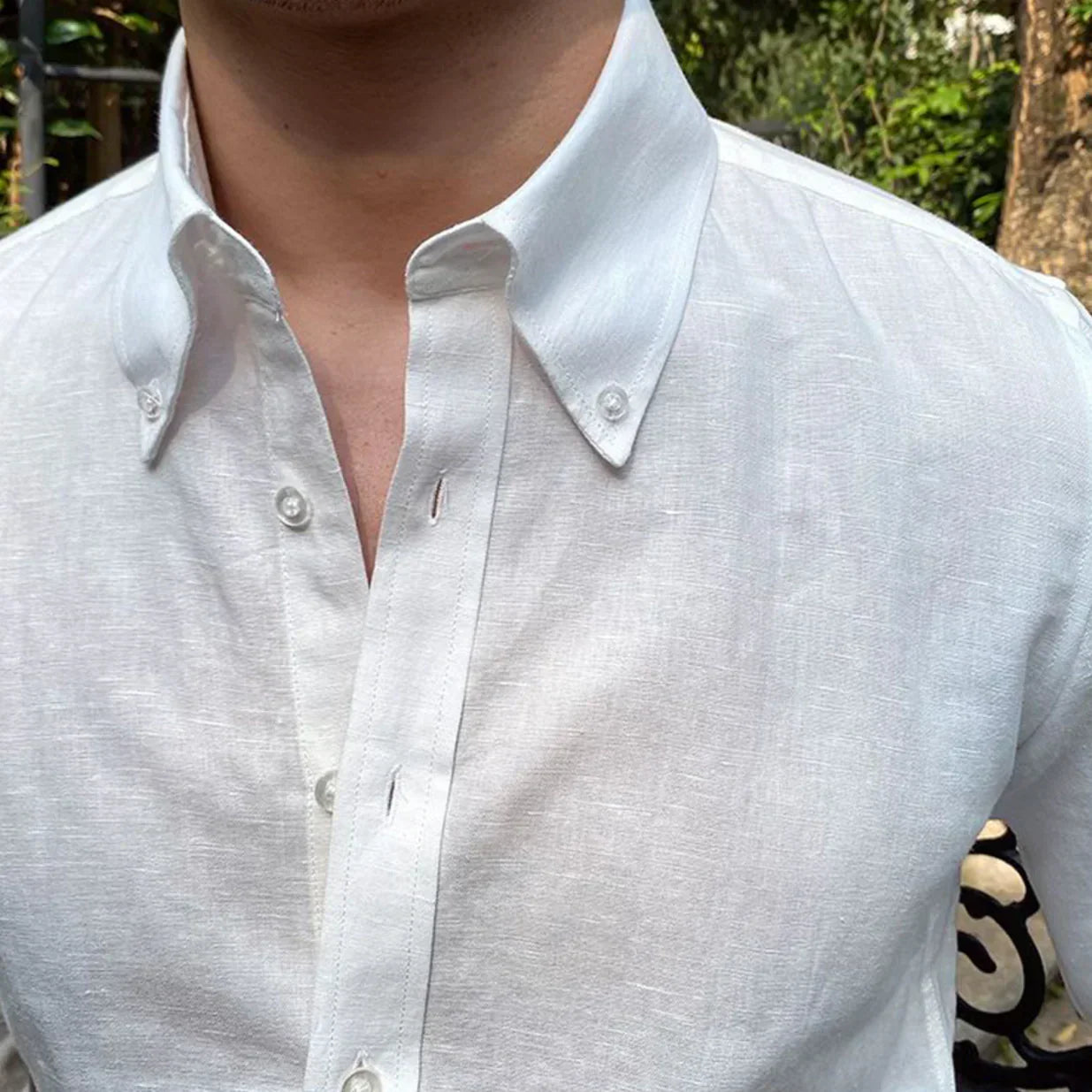 Capri Linen Button-Down - WHITE
