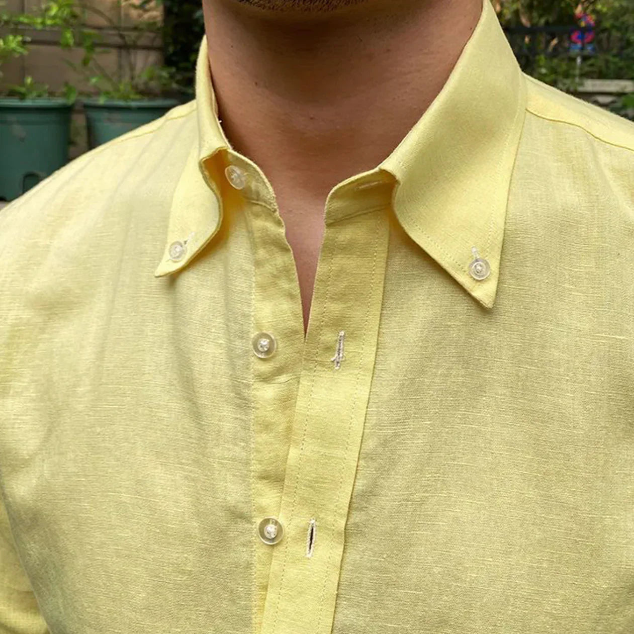 Capri Linen Button-Down - YELLOW