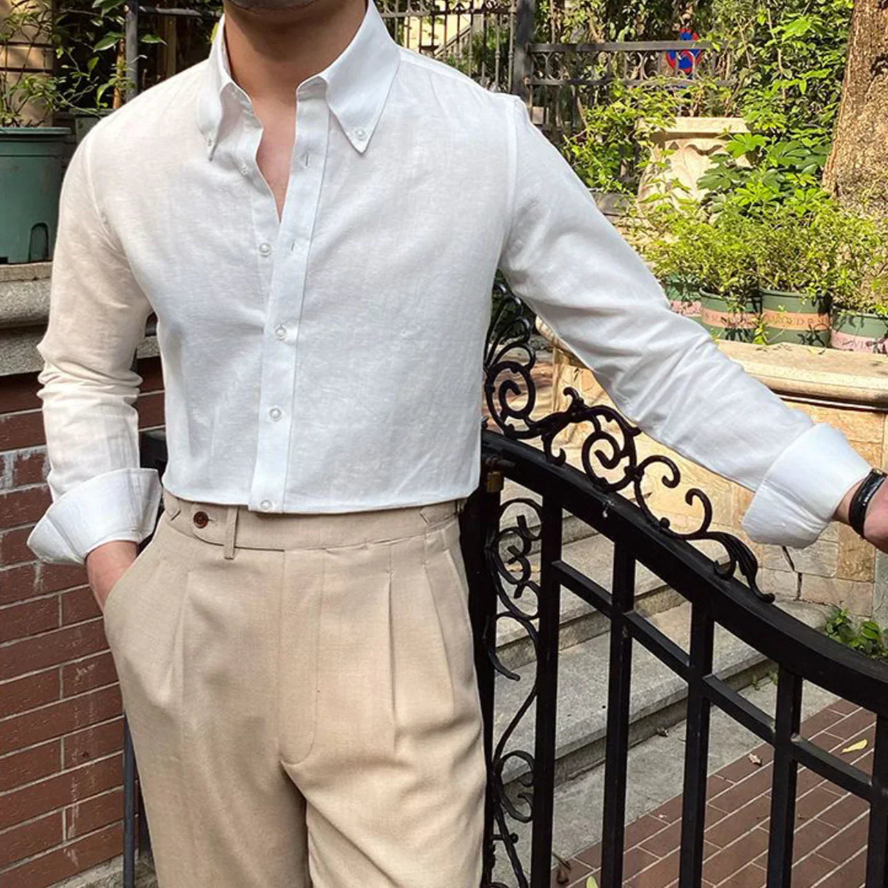 Capri Linen Button-Down - WHITE