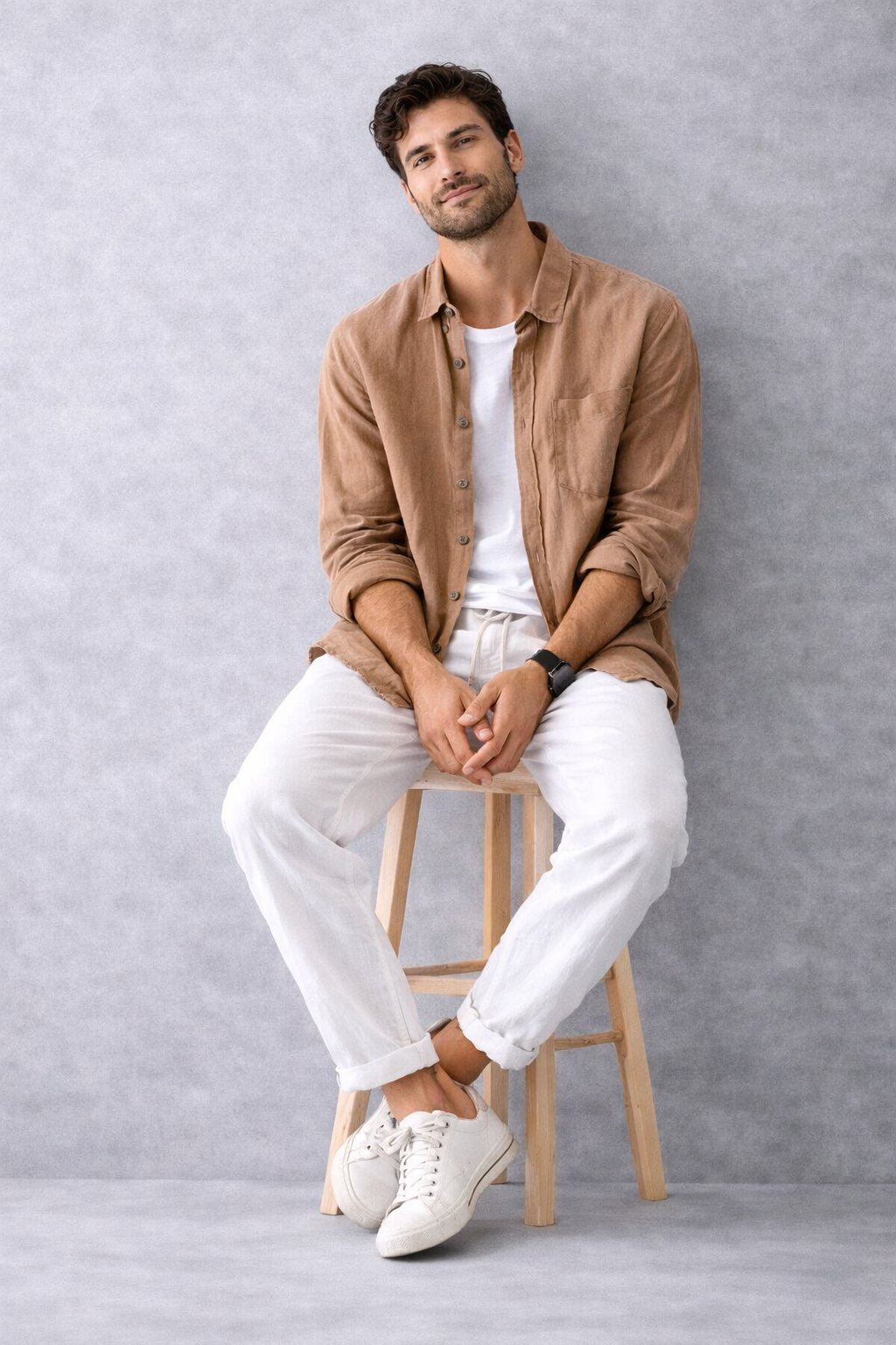 Harbor Linen Long-Sleeve Shirt - Khaki