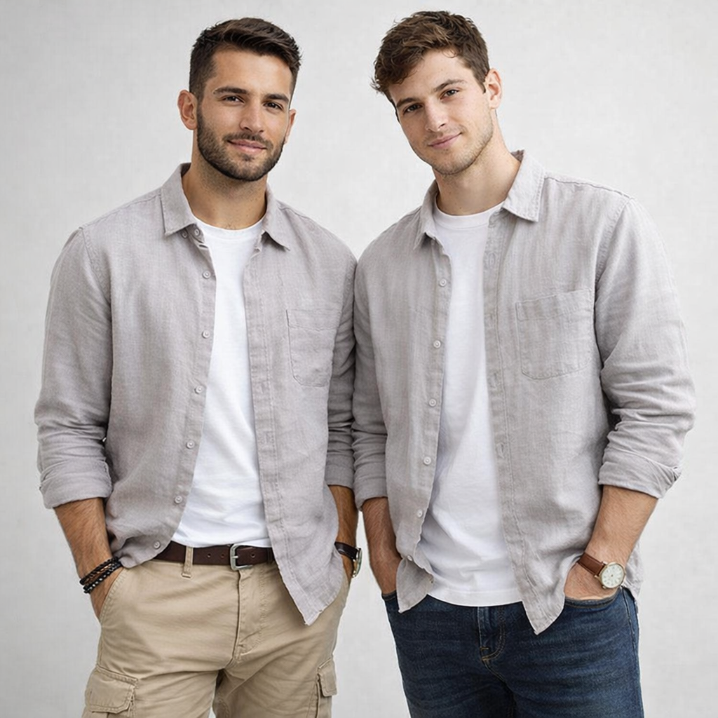 Harbor Linen Long-Sleeve Shirt - Gray