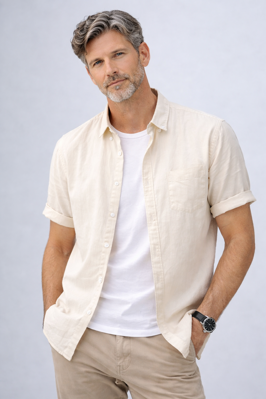 Cove Cotton-Linen Short-Sleeve Shirt - Off white