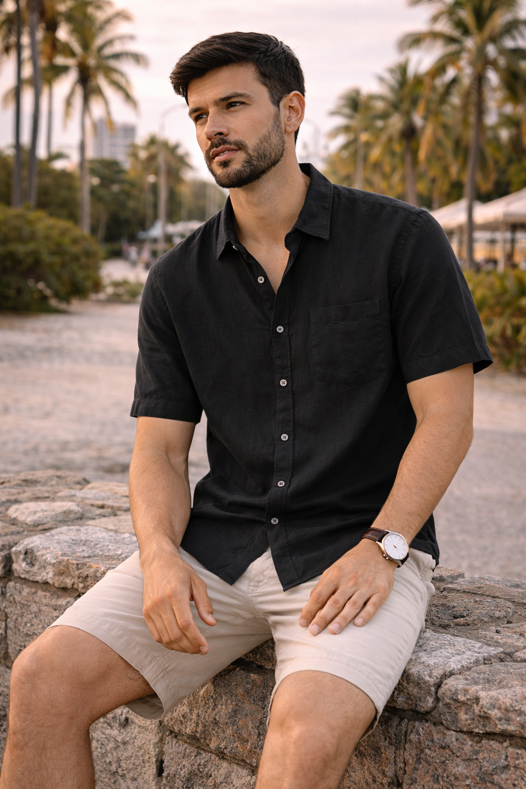 Linen Classic Shirt – Black