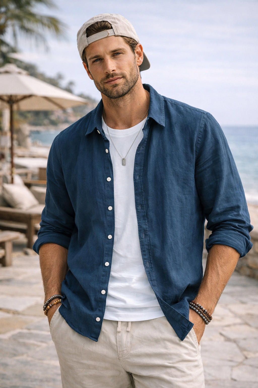 Harbor Linen Long-Sleeve Shirt/Deep Navy