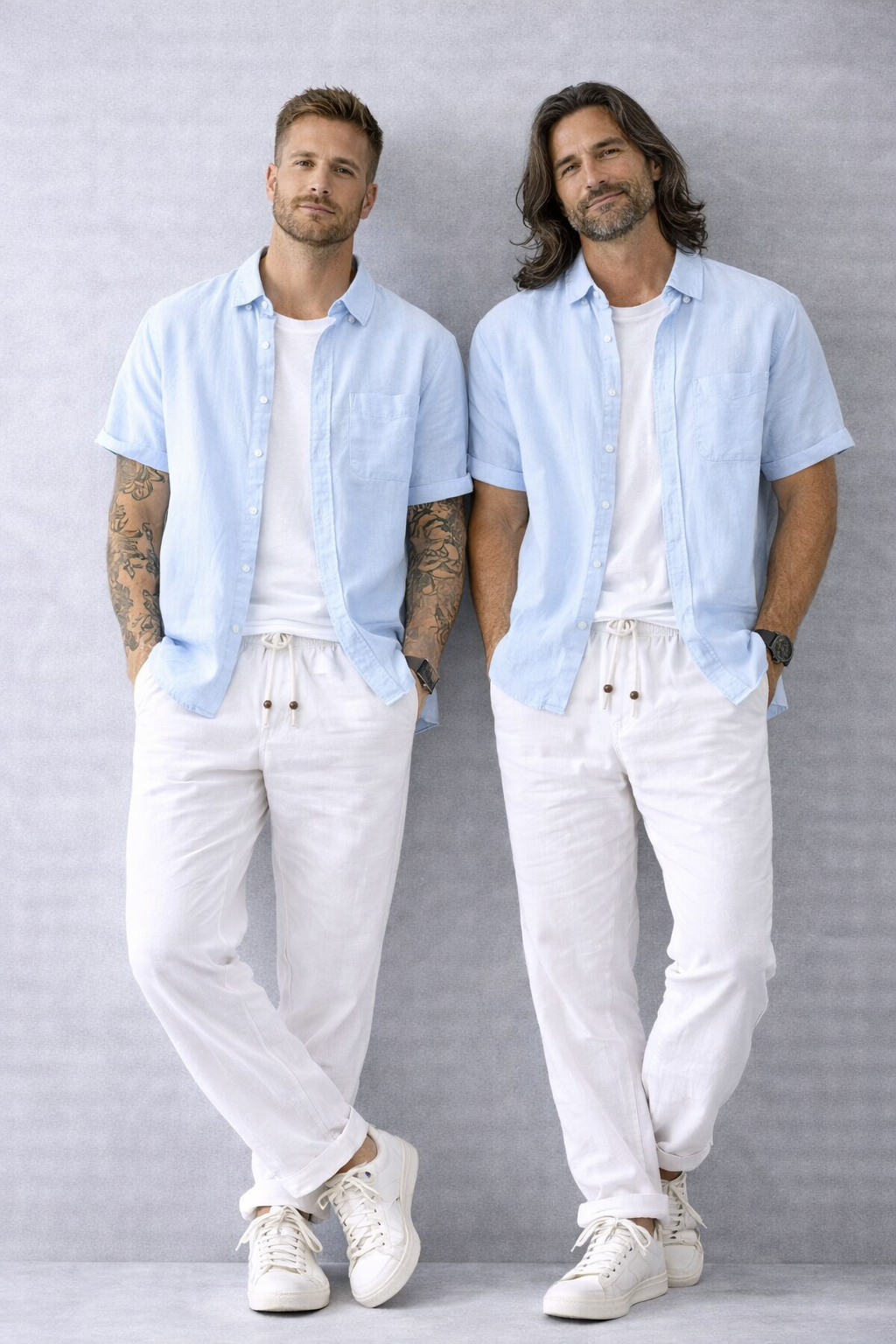 Coastal Linen Short-Sleeve Shirt - Light blue