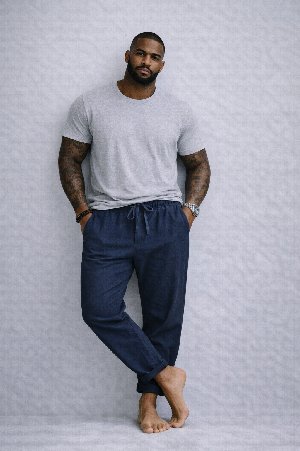Urban Blend Drawstring Pants - Navy blue