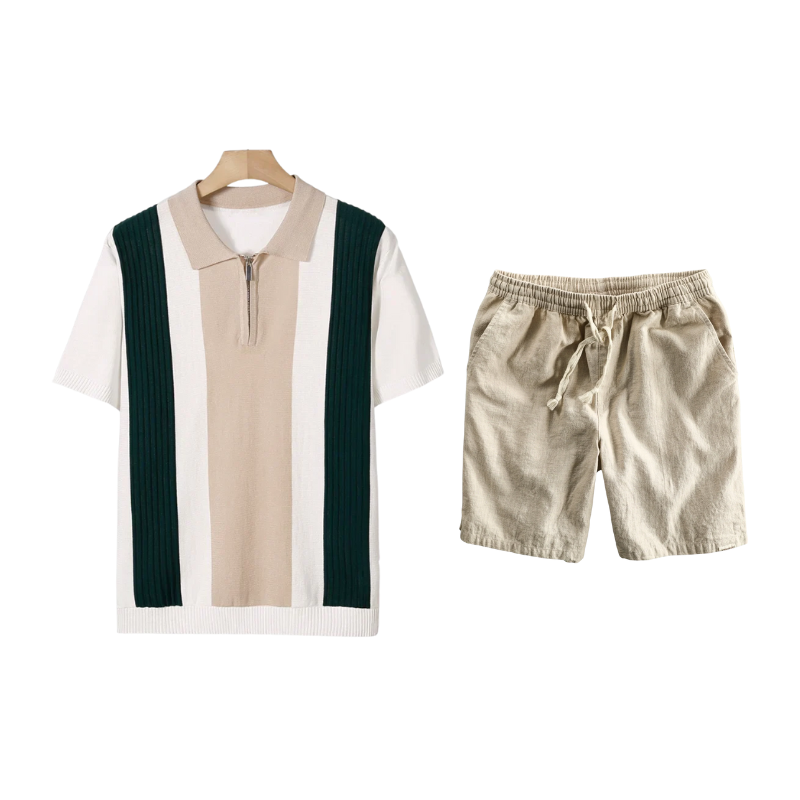 Tivoli Half-Zip Polo Set - Sand