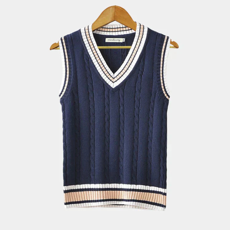 Oxford Cricket Knit Vest - BLUE/WHITE