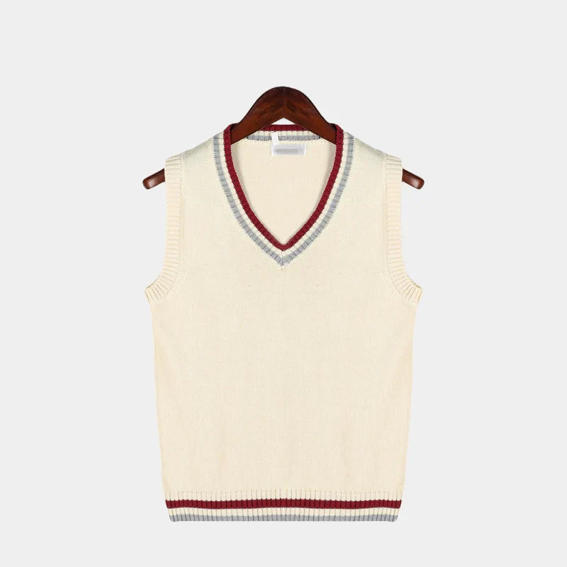 Oxford Cricket Knit Vest - BEIGE