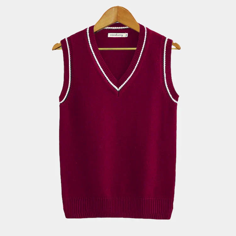 Oxford Cricket Knit Vest - BORDEAUX