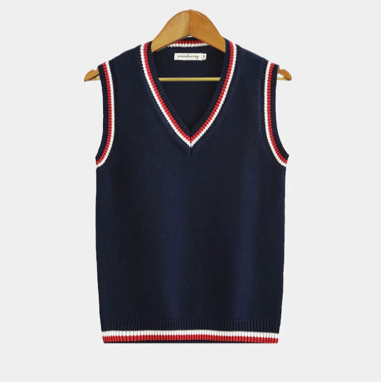 Oxford Cricket Knit Vest - BLUE/RED