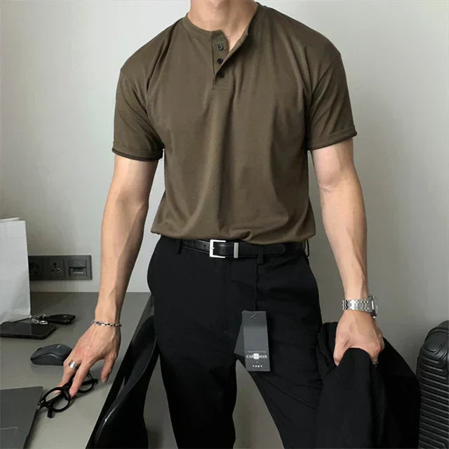 Regal Henley Polo - Brown