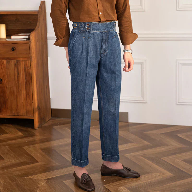 Tailored Denim Trousers - DENIM BLUE