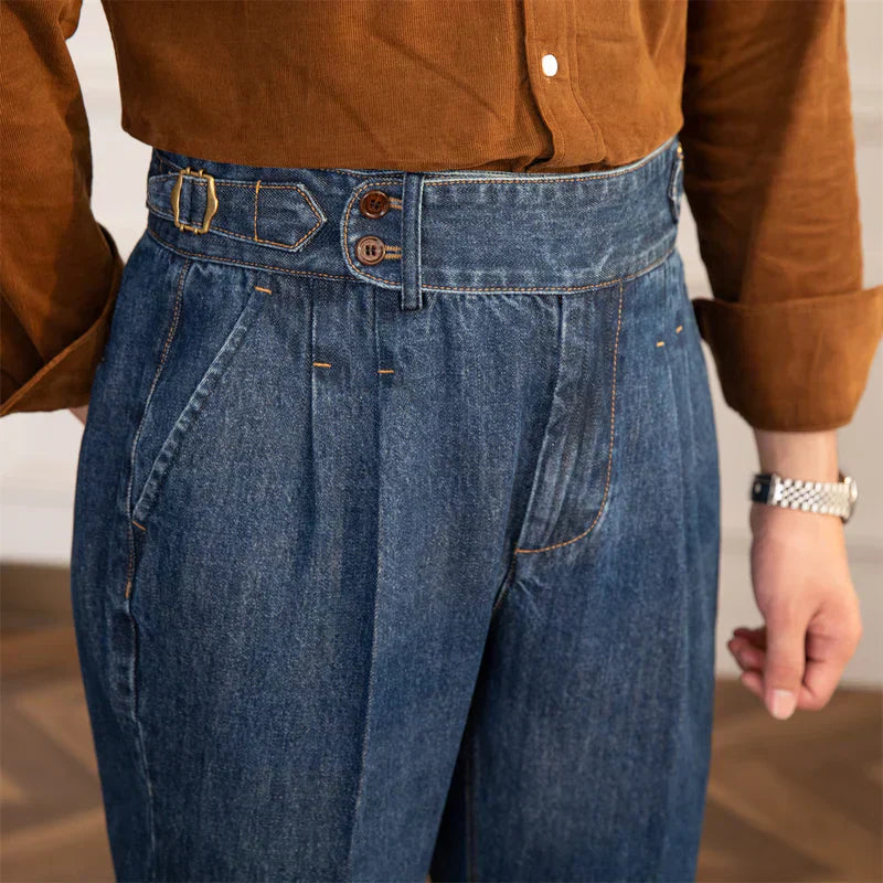 Tailored Denim Trousers - DENIM BLUE