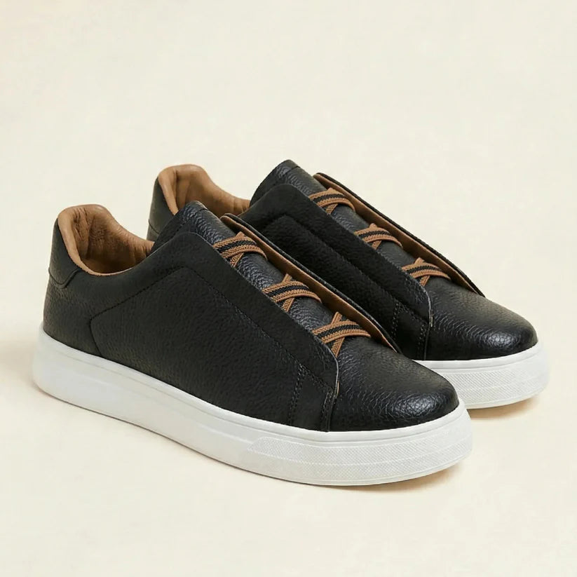 Ridgeway Leather Slip-On Sneakers - Black