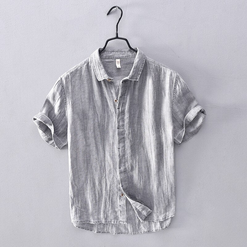 Coastal Linen Short-Sleeve Shirt/Silver Grey