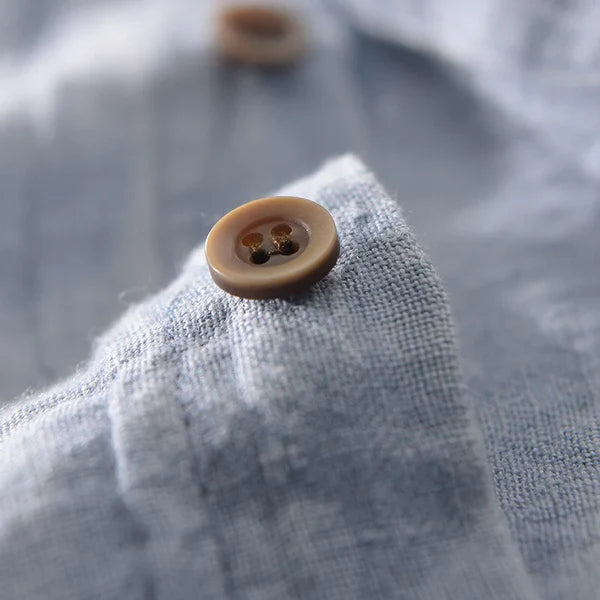 Coastal Breeze Linen - Sky Blue Shirt + White Shorts Set