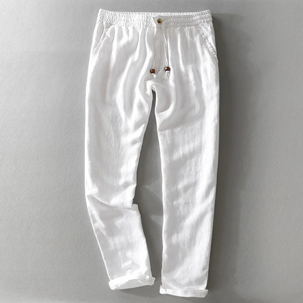 Breeze Linen Drawstring Pants - White
