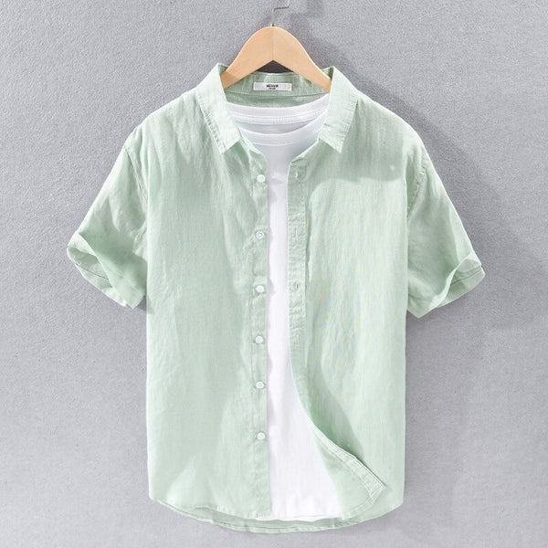 Coastal Linen Short-Sleeve Shirt - Light Green