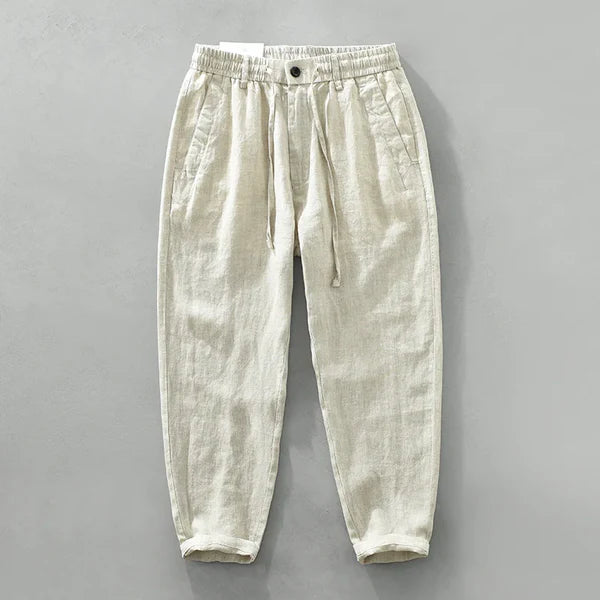 Breeze Linen Drawstring Pants - Natural Beige