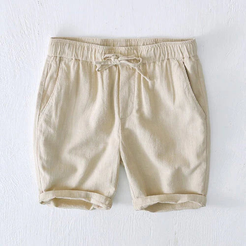Harbor Weekend - Brown Shirt + Light Beige Linen Shorts Set