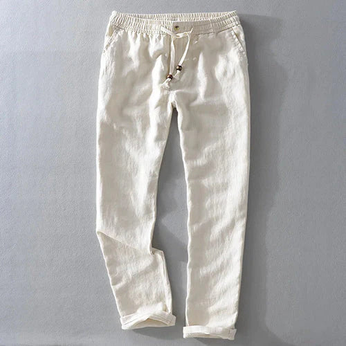 Harbor Linen Contrast - Brown Shirt + Natural Linen Pants Set