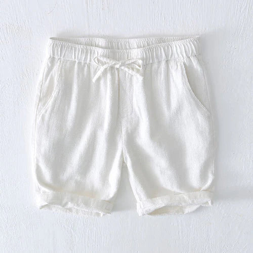 Harbor Weekend - Brown Shirt + White Linen Shorts Set