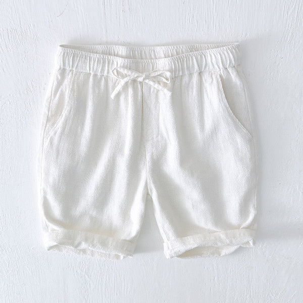 Coastal Breeze Linen - Blue Linen Shirt + White Linen Shorts Set