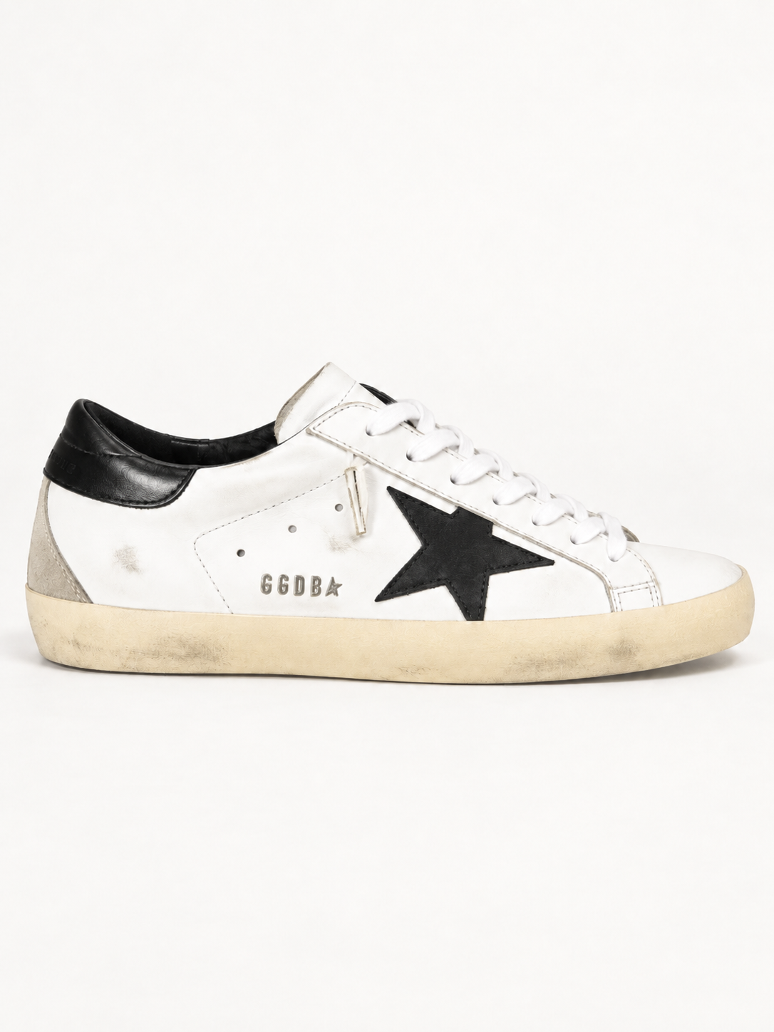 Super-Star Suede Sneakers - White/Black - side profile product view