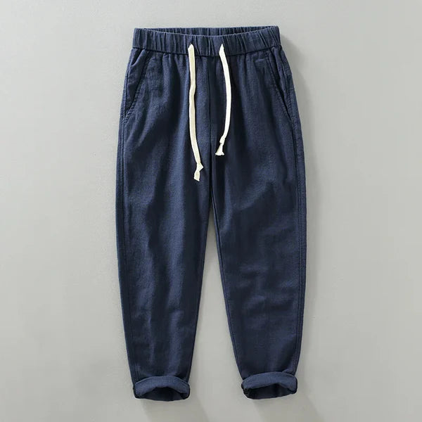 Harbor Linen Duo - White Linen Shirt + Navy Blue Linen Pants Set