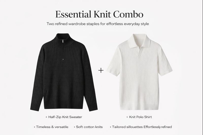 Essential Knit Combo (Half-Zip & Polo)