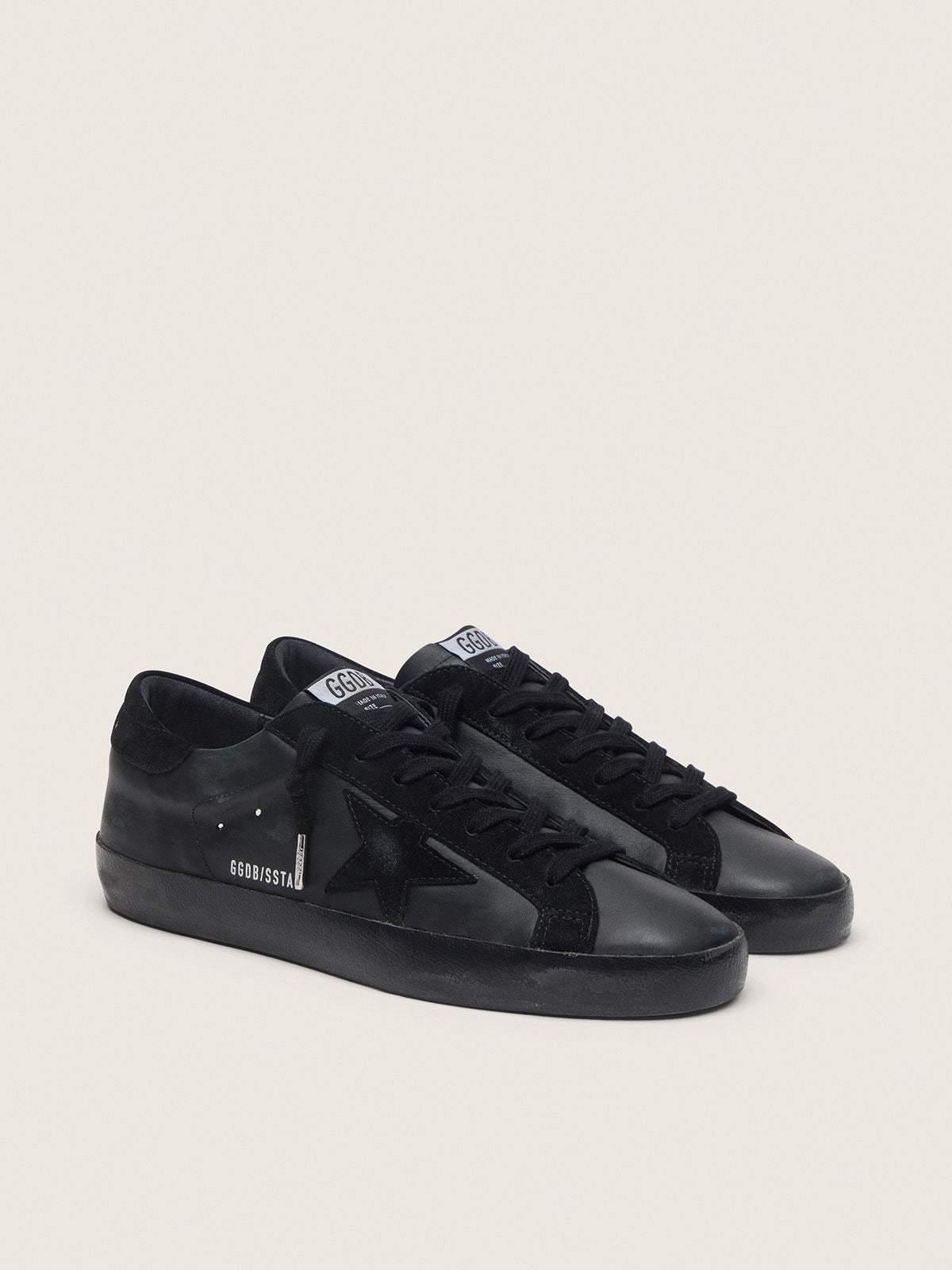 Super-Star Nappa Leather Suede Sneakers - Black - detail view