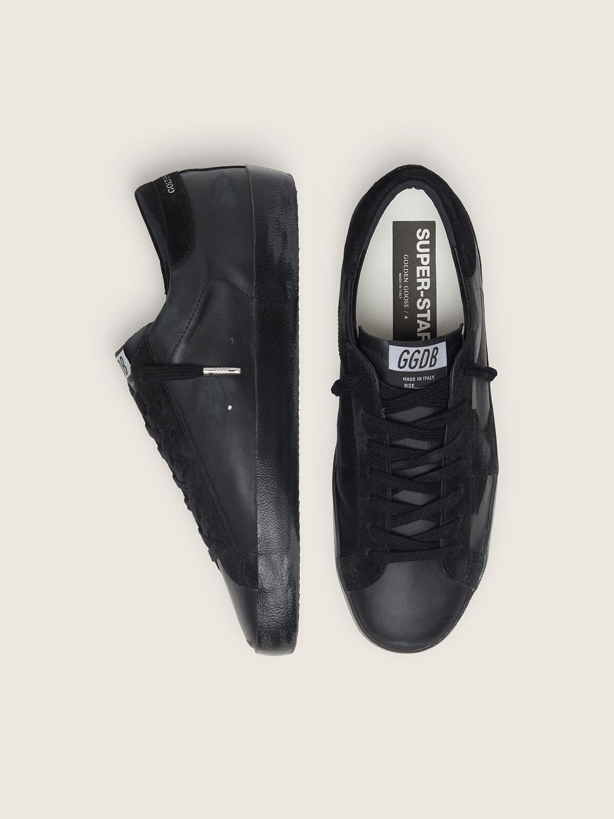 Super-Star Nappa Leather Suede Sneakers - Black - alternate view