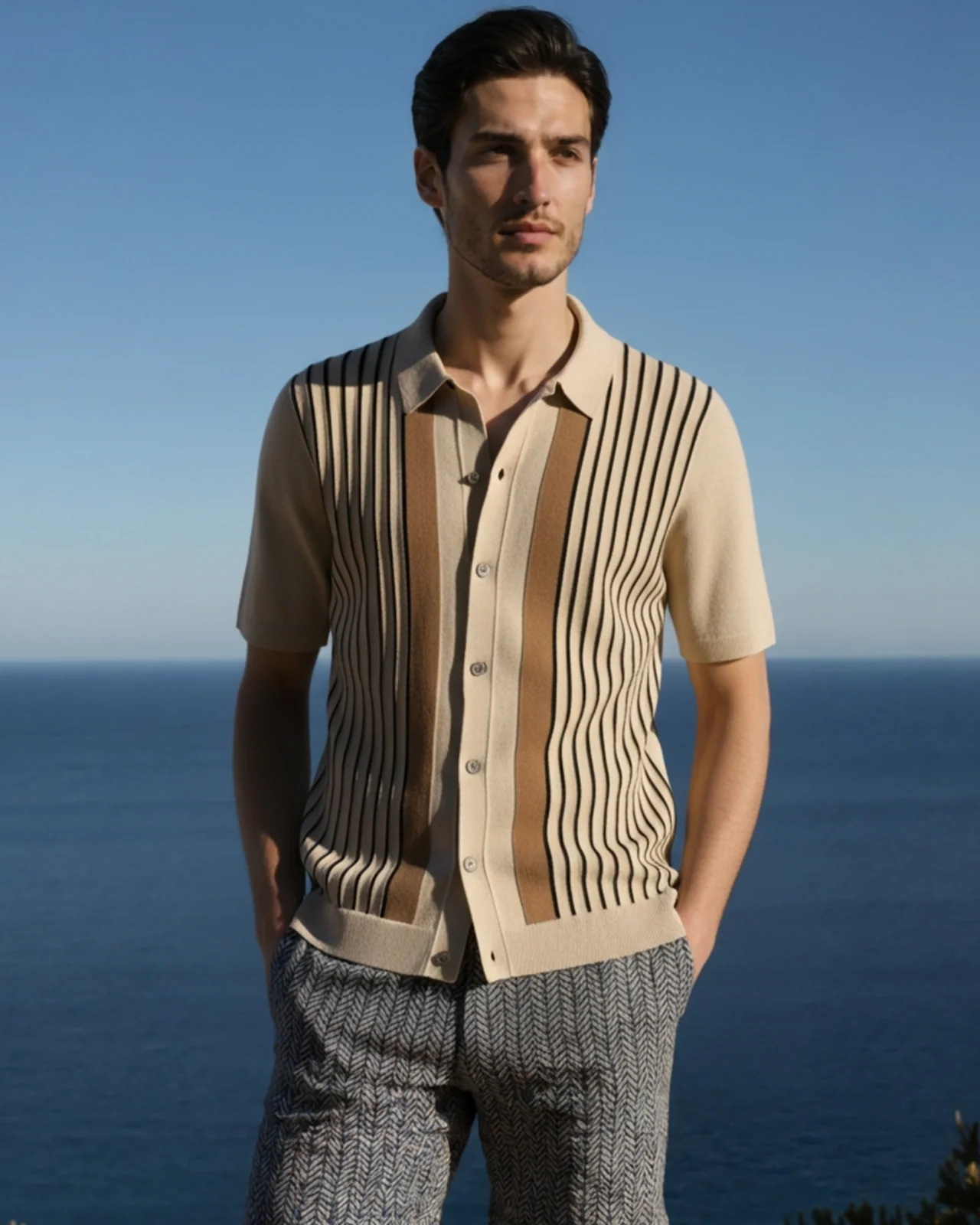 Classic Stripe Knit Polo