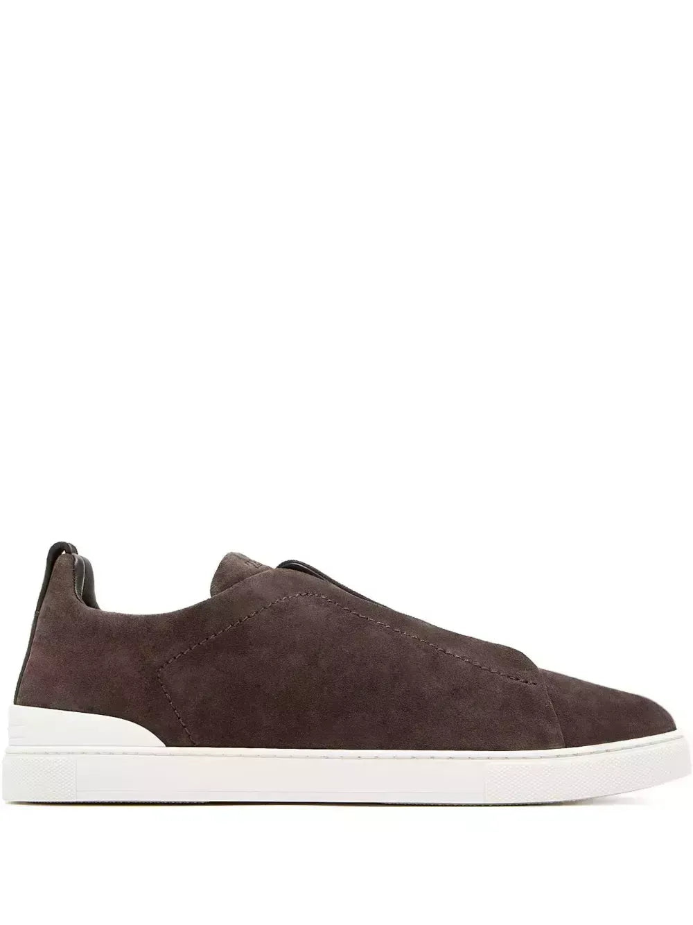 Triple Stitch Suede Sneakers – Dark Brown