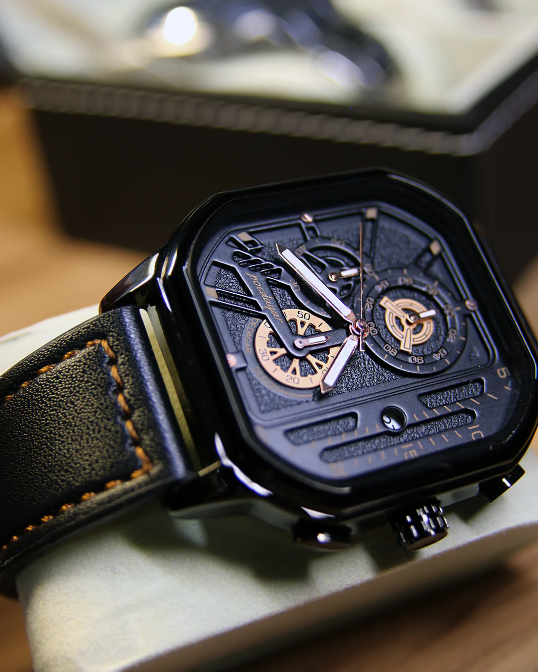 Apex Square Chronograph Watch - Black