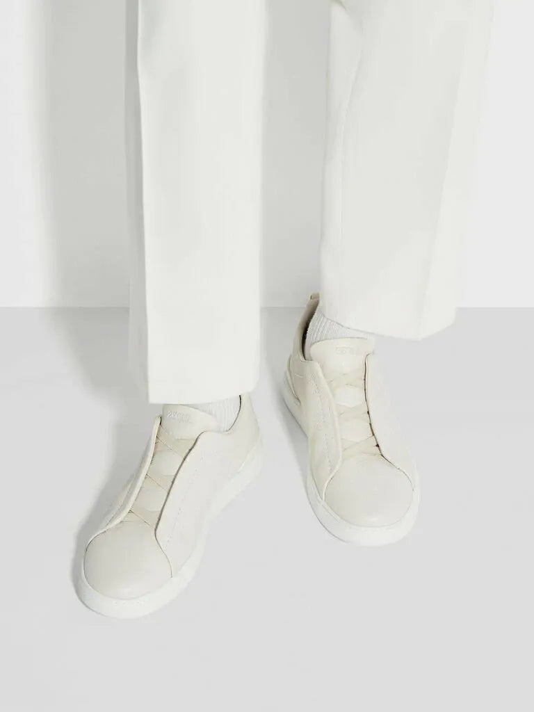Triple Stitch Grained Leather Sneakers – Off-White