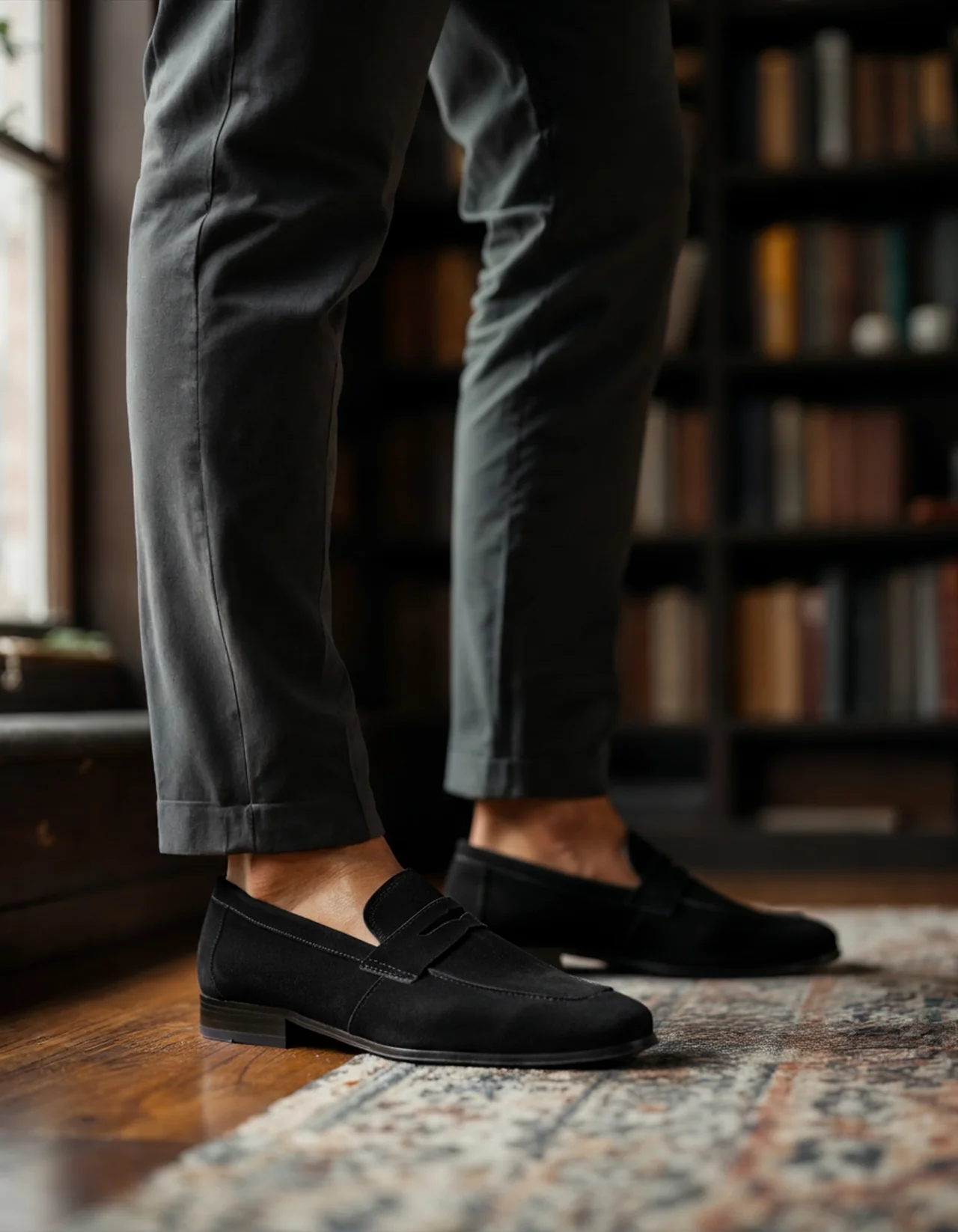 Suede Classic Loafers – Black