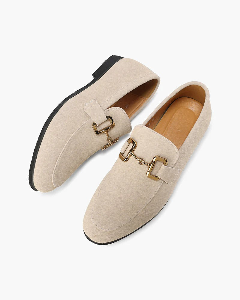 Suede Bit Loafers - Nude