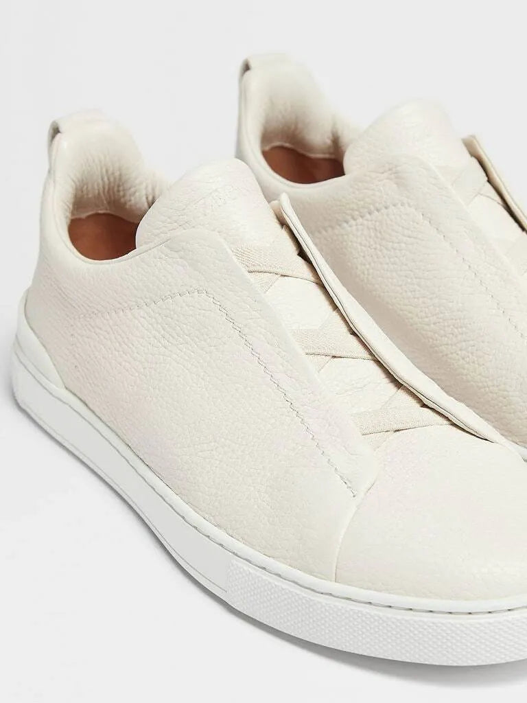 Triple Stitch Grained Leather Sneakers – Off-White
