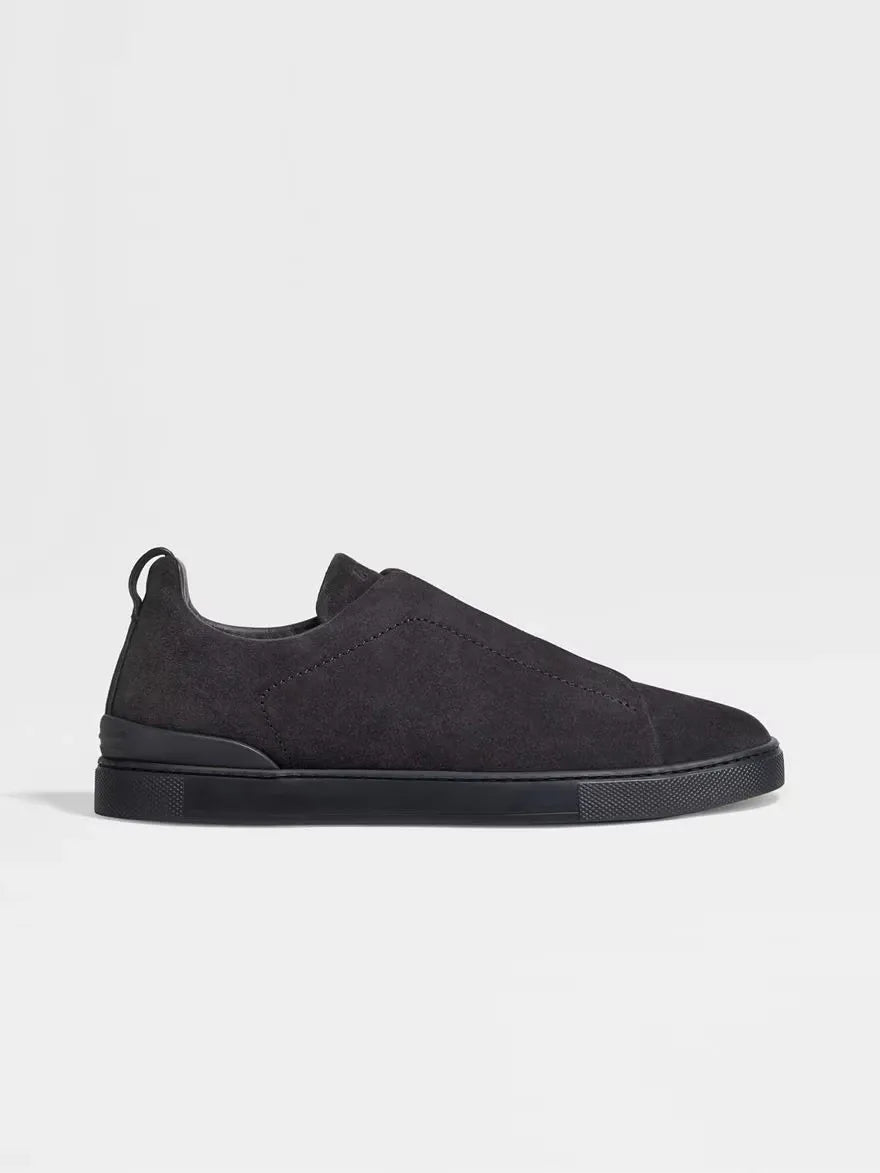 Triple Stitch Black Suede Sneakers