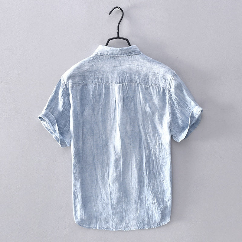 Coastal Linen Short-Sleeve Shirt/Light Blue
